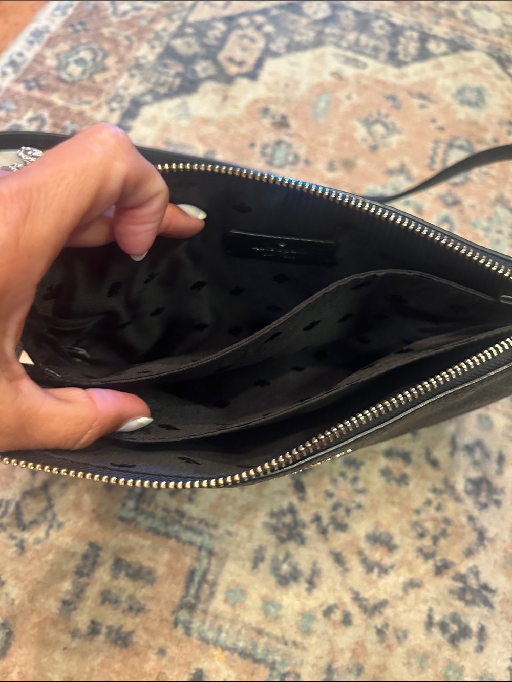 kate spade Black Pebbled Leather Crossbody with Gold Logo - Picture 5 of 10